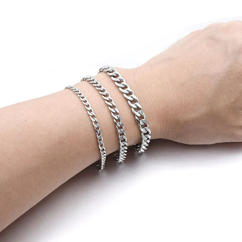 "Unisex Chic: Stylish Curb Cuban Chain Bracelets"