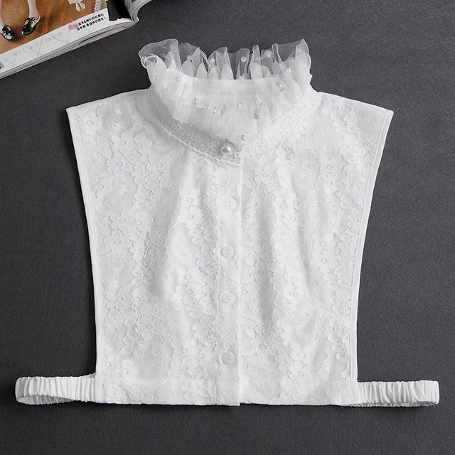 "Women's Detachable Lace Fake Collar - Front Tie Style"