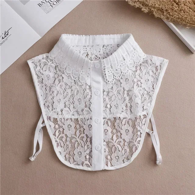 "Women's Detachable Lace Fake Collar - Front Tie Style"