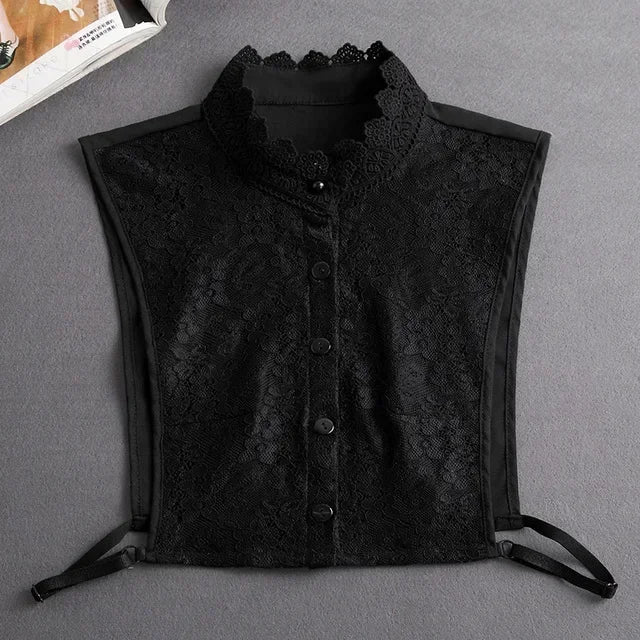 "Women's Detachable Lace Fake Collar - Front Tie Style"