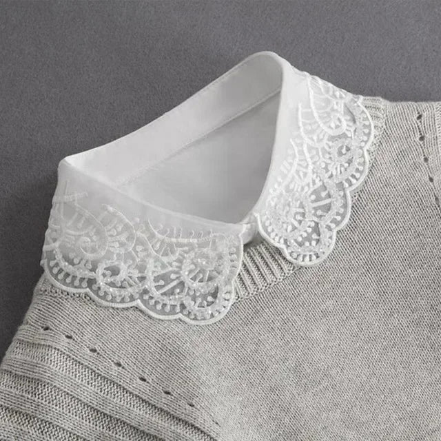 "Women's Detachable Lace Fake Collar - Front Tie Style"