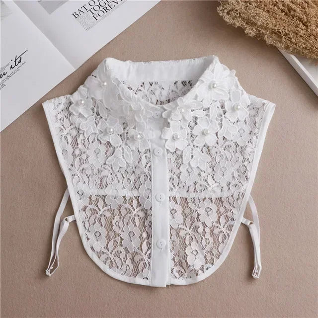 "Women's Detachable Lace Fake Collar - Front Tie Style"