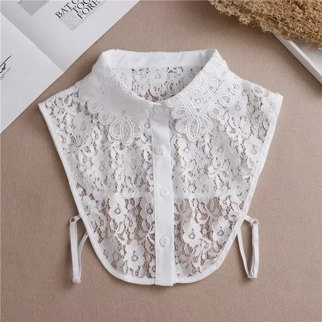 "Women's Detachable Lace Fake Collar - Front Tie Style"