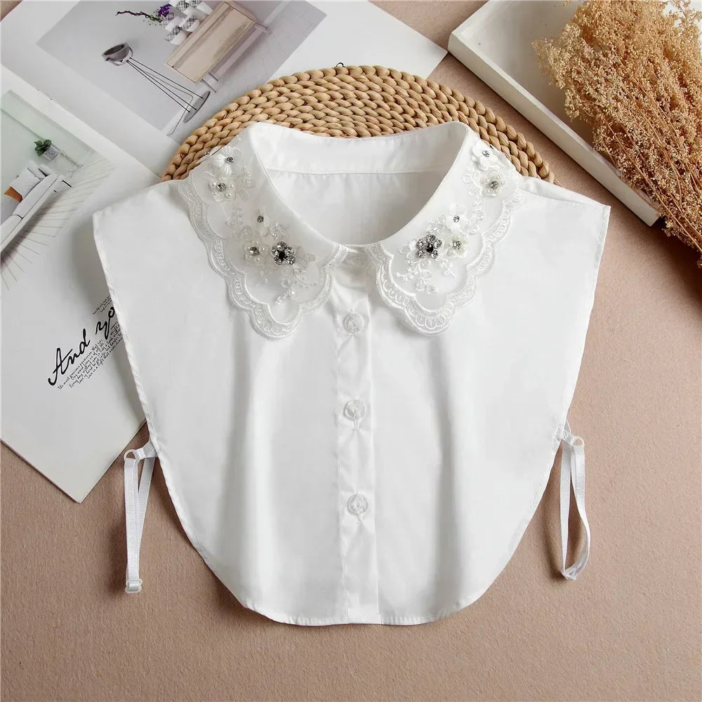 "Women's Detachable Lace Fake Collar - Front Tie Style"