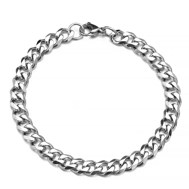 "Unisex Chic: Stylish Curb Cuban Chain Bracelets"