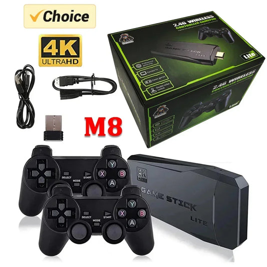 "4K Retro Game Stick M8: 10000 Games, Dual Wireless Controller, 64GB - Xmas Dropshipping Gift"