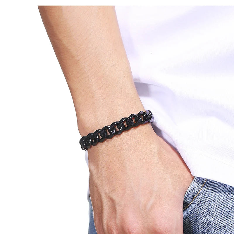 "Unisex Chic: Stylish Curb Cuban Chain Bracelets"