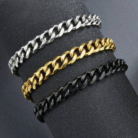 "Unisex Chic: Stylish Curb Cuban Chain Bracelets"