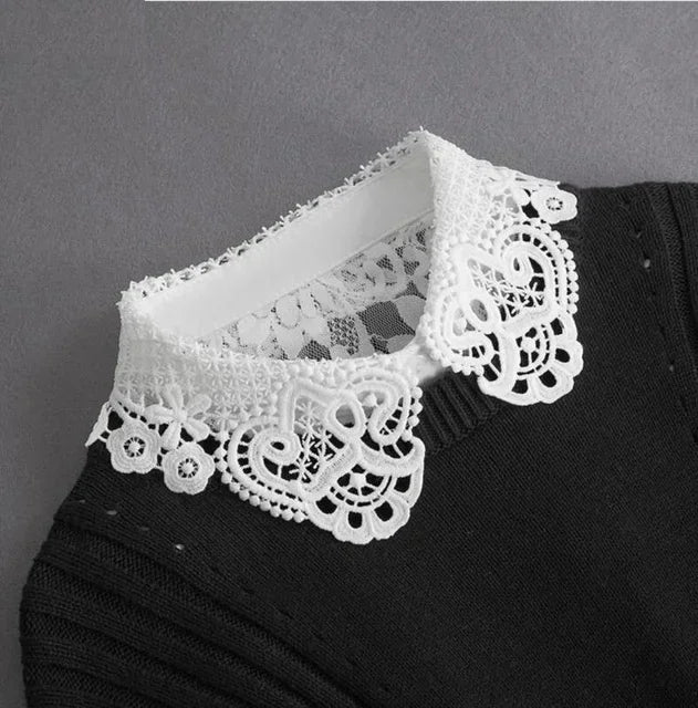 "Women's Detachable Lace Fake Collar - Front Tie Style"