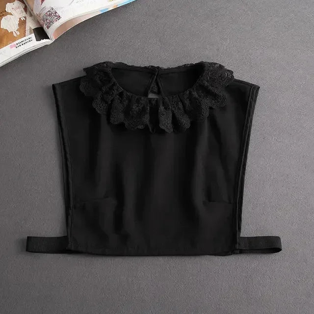 "Women's Detachable Lace Fake Collar - Front Tie Style"