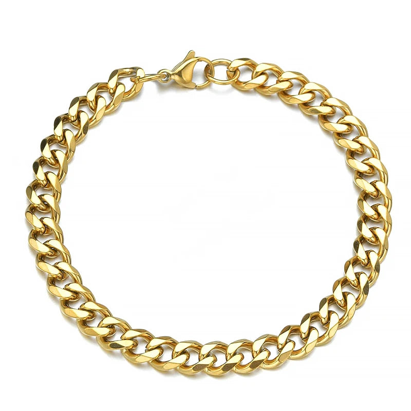 "Unisex Chic: Stylish Curb Cuban Chain Bracelets"