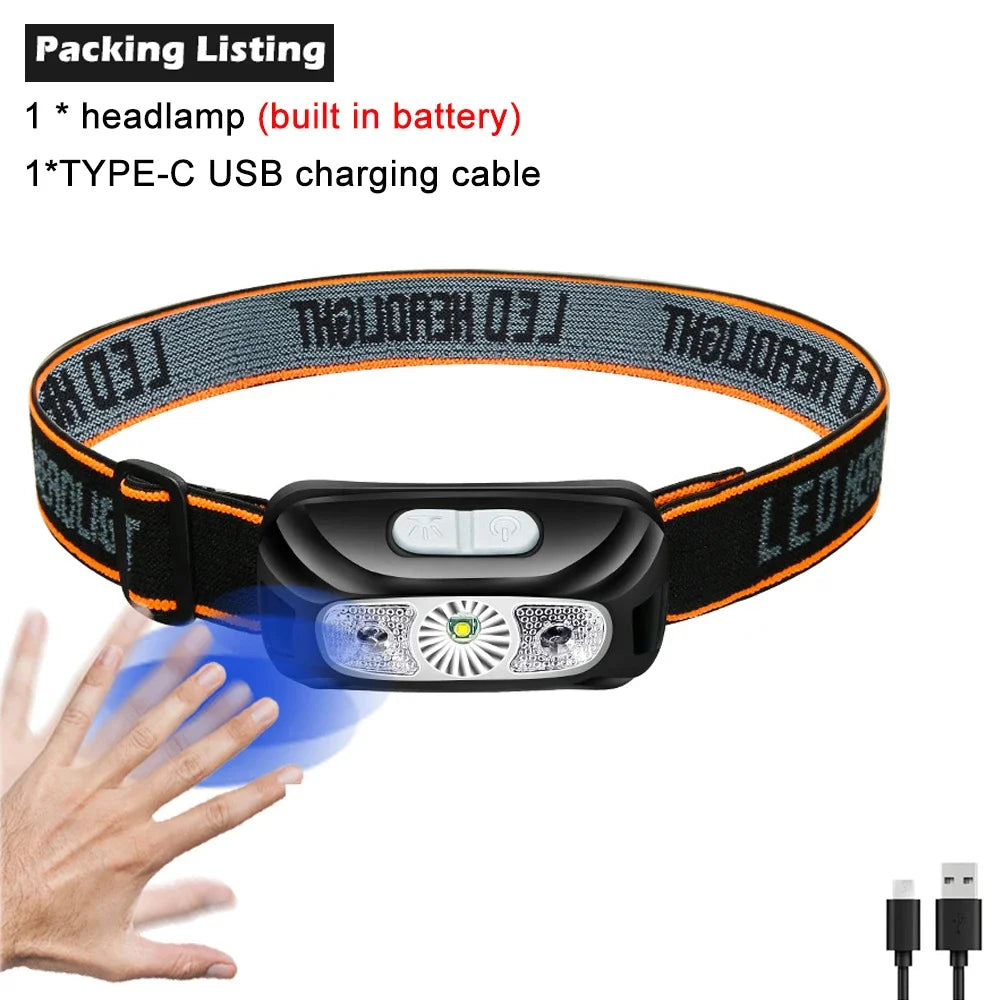 LED Sensor Headlamp Built-in Battery