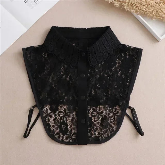 "Women's Detachable Lace Fake Collar - Front Tie Style"