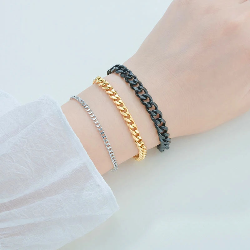 "Unisex Chic: Stylish Curb Cuban Chain Bracelets"