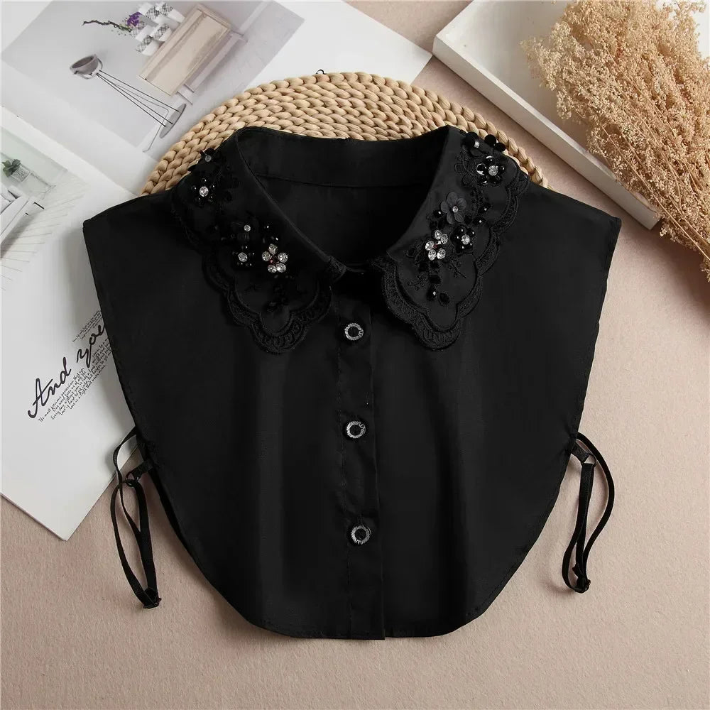 "Women's Detachable Lace Fake Collar - Front Tie Style"